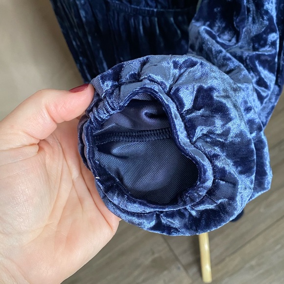 New ModCloth Large Blue Velvet Long Sleeve Dress - Picture 7 of 11